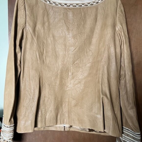 Vintage St. John Collection Leather Zip Jacket with Sequin Detail - Picture 6 of 6